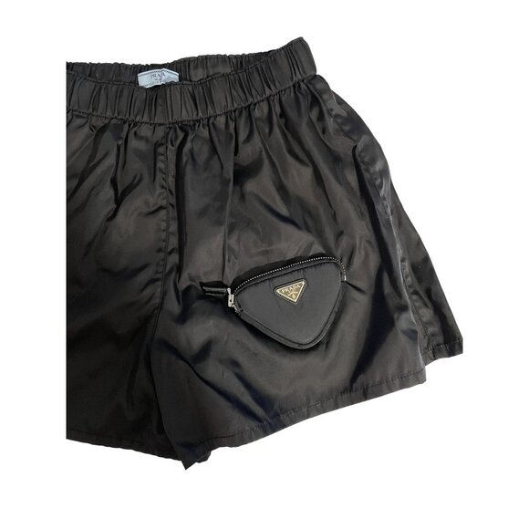 Prada Black Nylon Drawstring Shorts W/ Detachable Pouch For - Picture 3 of 12